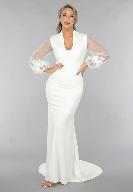 OP=OP.42.NL Aansluitende Trouwjurk met Chiffon Mouwen