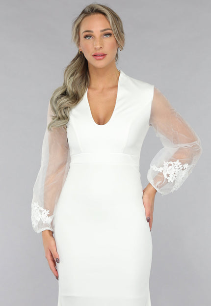 OP=OP.42.NL Aansluitende Trouwjurk met Chiffon Mouwen