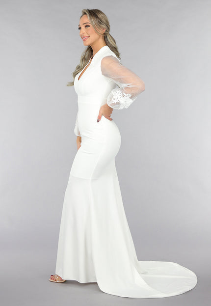 OP=OP.42.NL Aansluitende Trouwjurk met Chiffon Mouwen