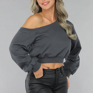 NEW2711 Antraciet Trui met One Shoulder