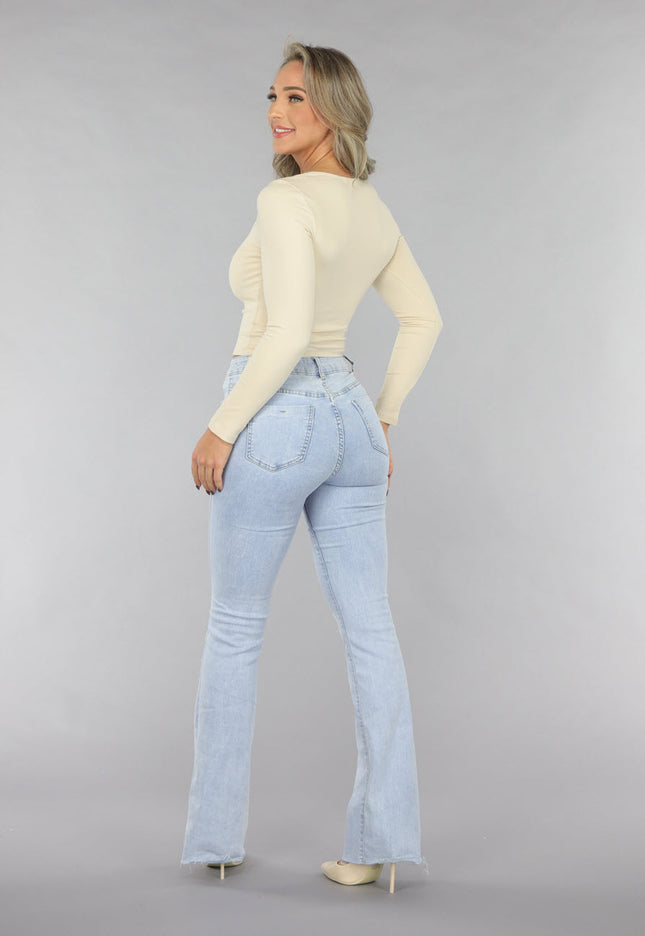 OP=OP.AV.09 Beige Rib Top met Kleine Scrunch