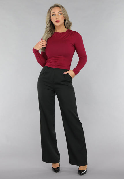 NEW2711 Bordeaux Rode Top met Plooien