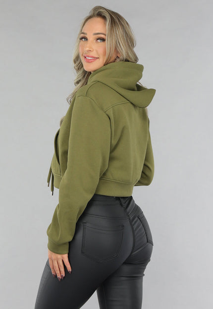 NEW2711 Cropped Khaki Capuchon Sweater