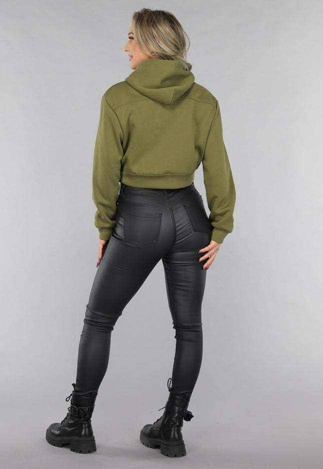 NEW2711 Cropped Khaki Capuchon Sweater