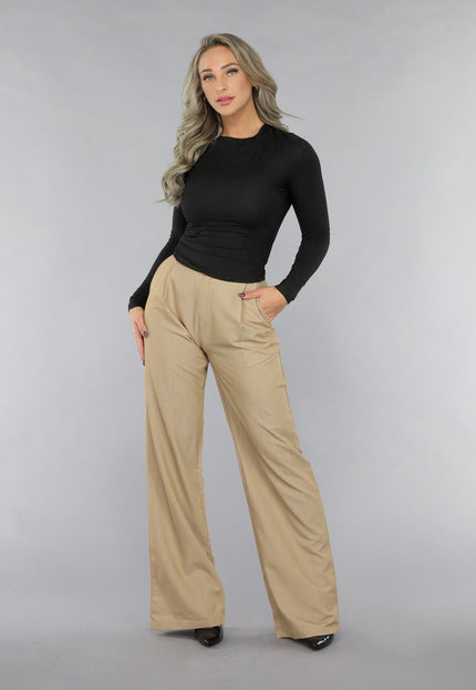 NEW2711 Longsleeve Zwarte Geplooide Top