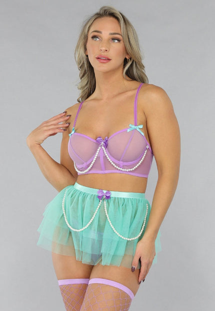 NEW2711 Schattige Kleurrijke Lingerie Set met Rokje