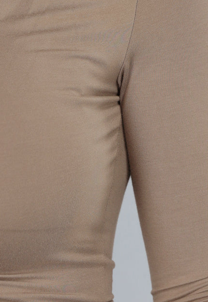 NEW2711 Taupe Topje met Gedrapeerde Hals