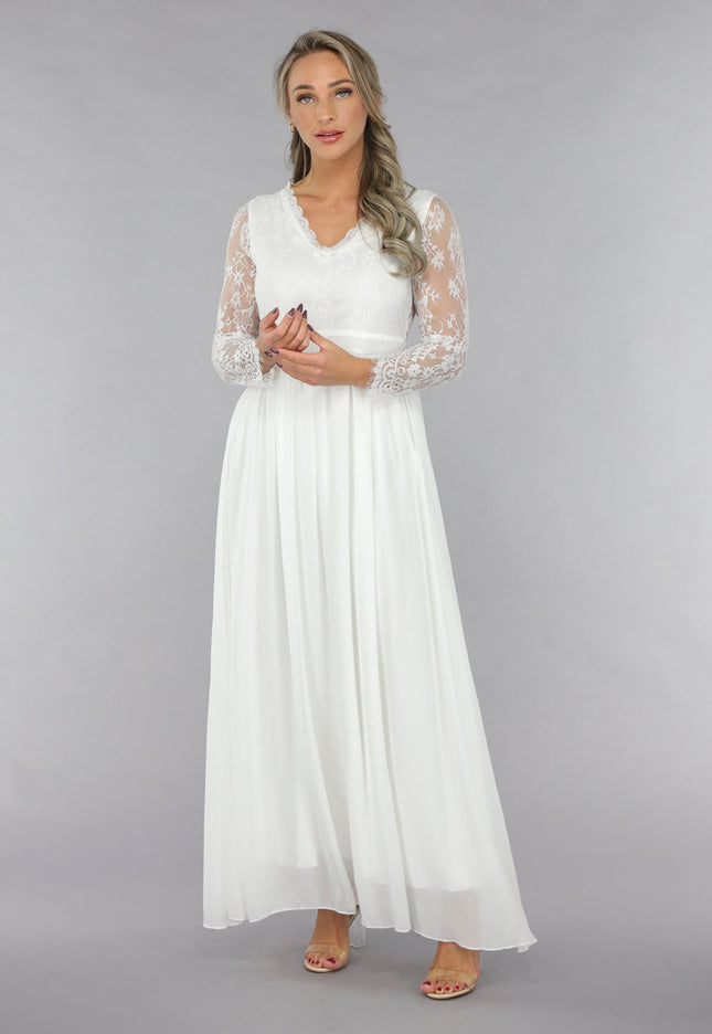 OP=OP.44.NL Witte Bridal Jurk met Open Rug