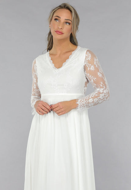 OP=OP.44.NL Witte Bridal Jurk met Open Rug