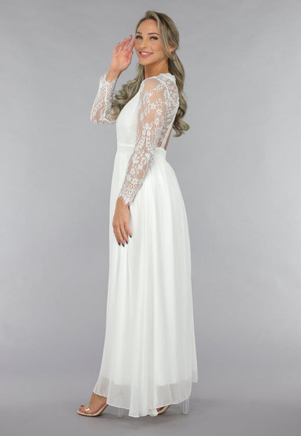 OP=OP.44.NL Witte Bridal Jurk met Open Rug