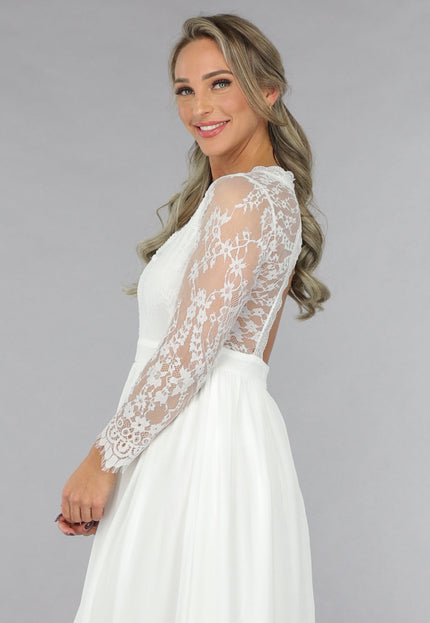 OP=OP.44.NL Witte Bridal Jurk met Open Rug