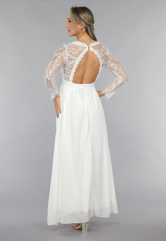 OP=OP.44.NL Witte Bridal Jurk met Open Rug