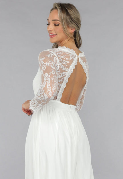 OP=OP.44.NL Witte Bridal Jurk met Open Rug