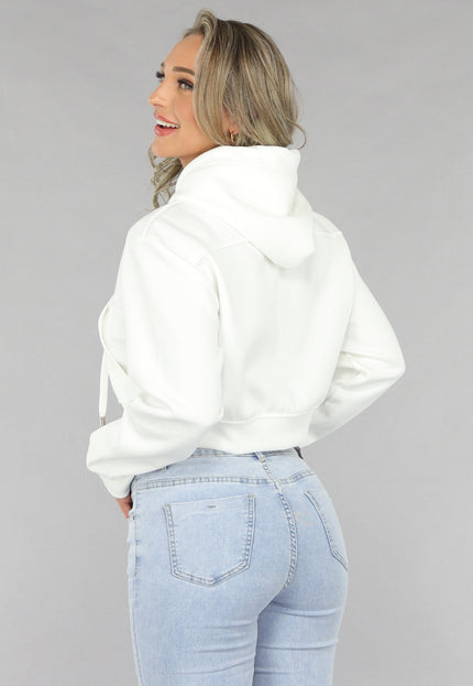 NEW2711 Witte Capuchon Trui in Kort Model