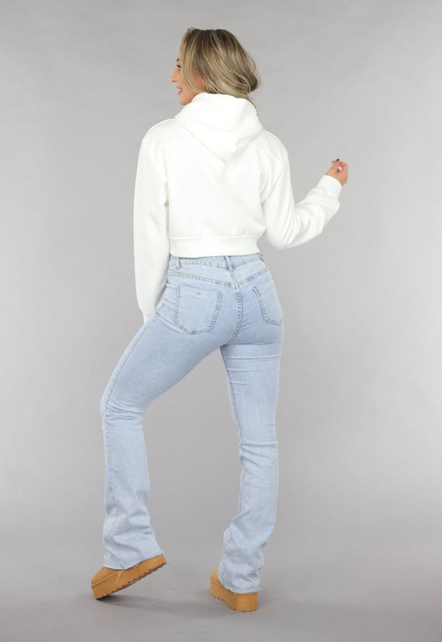 NEW2711 Witte Capuchon Trui in Kort Model