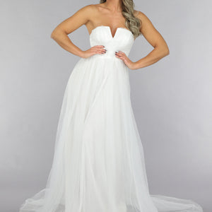 NEW2711 Witte Lange Mesh Bridal Jurk