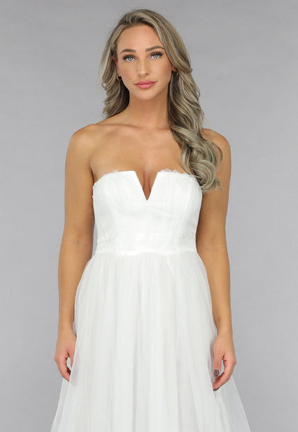 NEW2711 Witte Lange Mesh Bridal Jurk