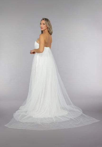 NEW2711 Witte Lange Mesh Bridal Jurk