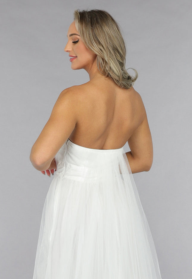 NEW2711 Witte Lange Mesh Bridal Jurk