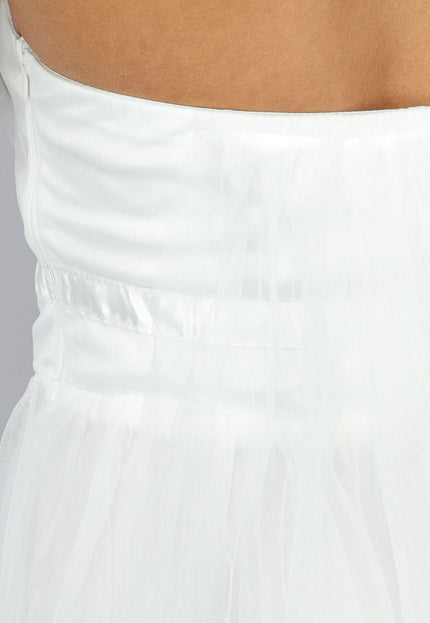 NEW2711 Witte Lange Mesh Bridal Jurk