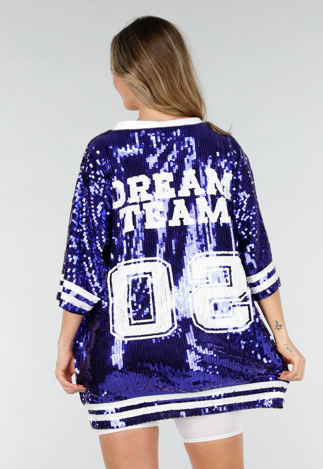 NEW280126 Blauwe Dreamteam Pailletten Jersey