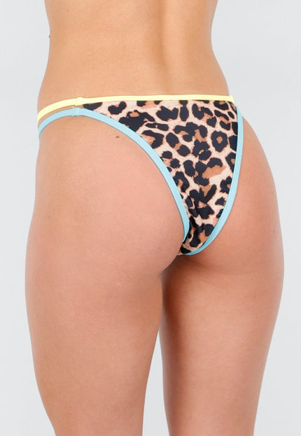 NEW280126 Luipaard Bikini Broekje met Blauw en Geel