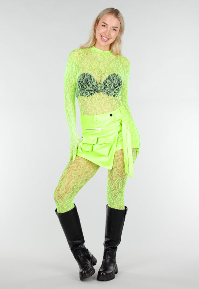 NEW280126 Neon Groene Fishnet Bodystocking