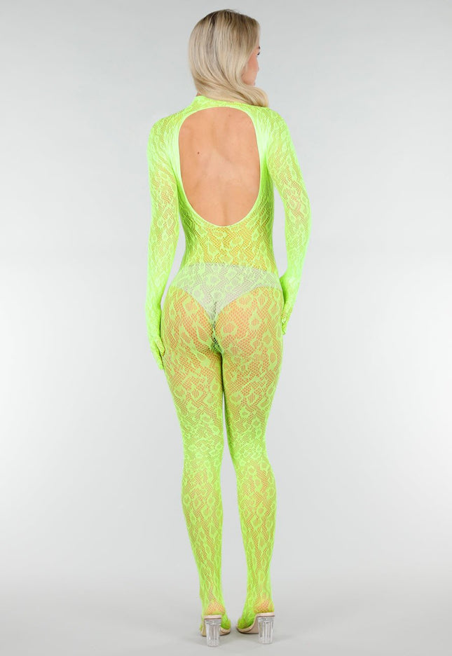 NEW280126 Neon Groene Fishnet Bodystocking