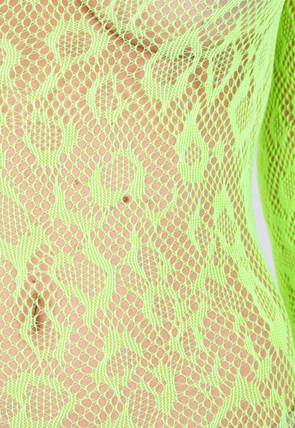 NEW280126 Neon Groene Fishnet Bodystocking