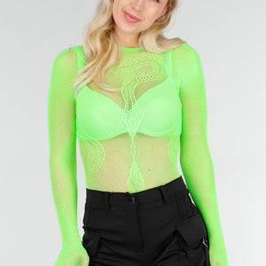NEW280126 Neon Groene Mesh Fishnet Body