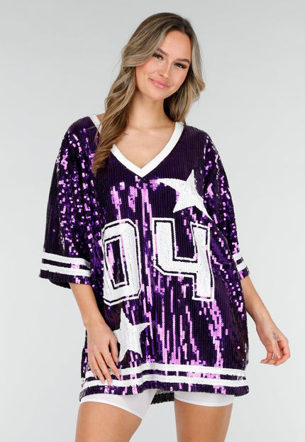 NEW280126 Paarse Dreamteam Pailletten Jersey