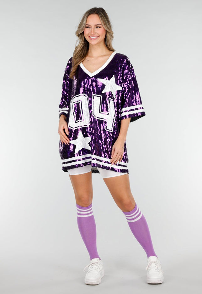 NEW280126 Paarse Dreamteam Pailletten Jersey