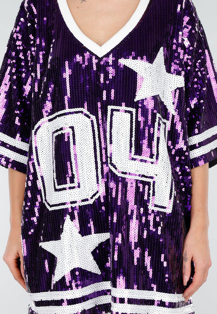 NEW280126 Paarse Dreamteam Pailletten Jersey