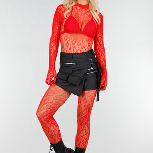 NEW280126 Rode Fishnet Bodystocking