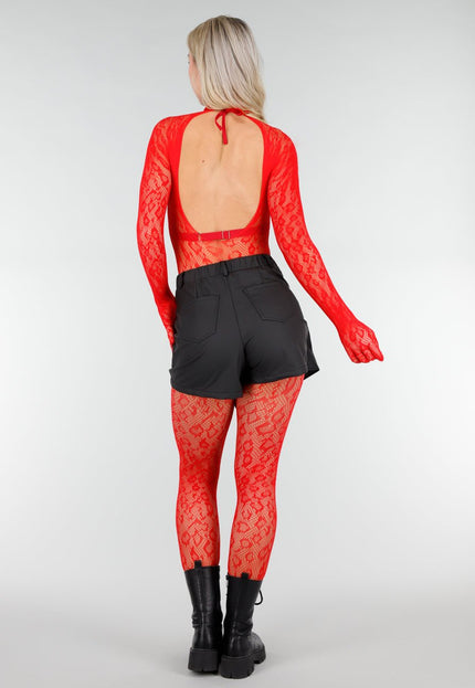 NEW280126 Rode Fishnet Bodystocking