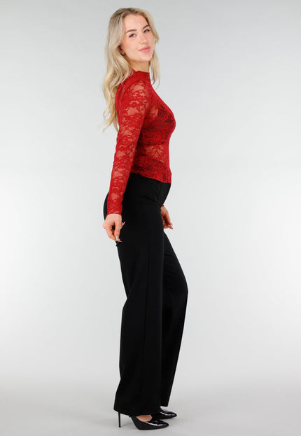 NEW280126 Rode Kanten Mesh Top