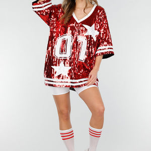 NEW280126 Rode Dreamteam Pailletten Jersey