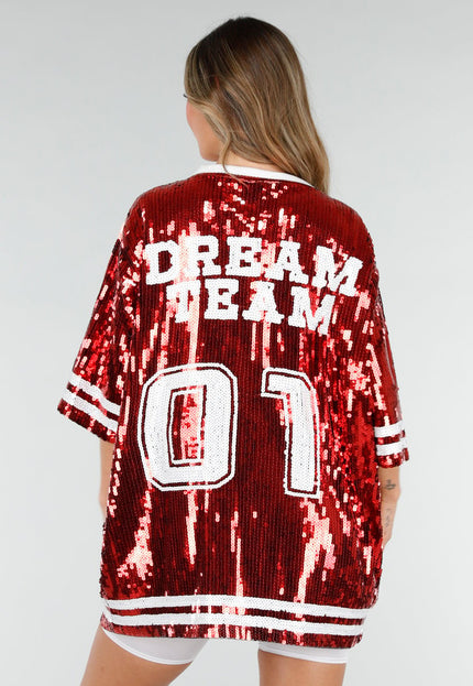 NEW280126 Rode Dreamteam Pailletten Jersey