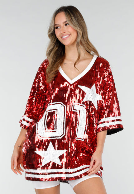 NEW280126 Rode Dreamteam Pailletten Jersey