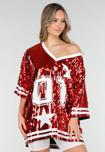 NEW280126 Rode Dreamteam Pailletten Jersey