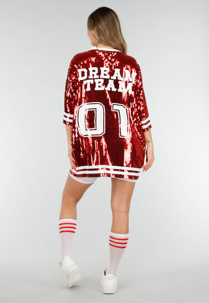 NEW280126 Rode Dreamteam Pailletten Jersey