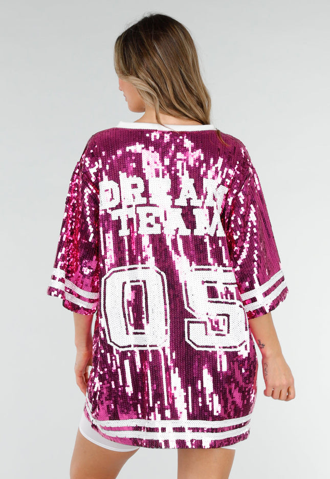 NEW280126 Roze Dreamteam Pailletten Jersey