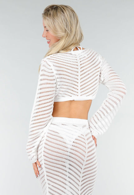 NEW280126 Witte Gehaakte Midi Cover Up Set