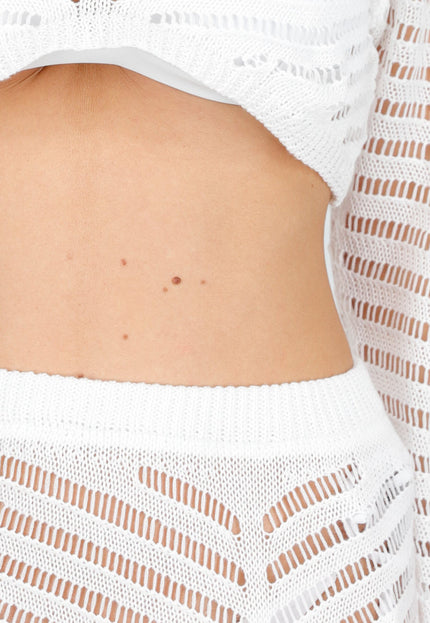 NEW280126 Witte Gehaakte Midi Cover Up Set