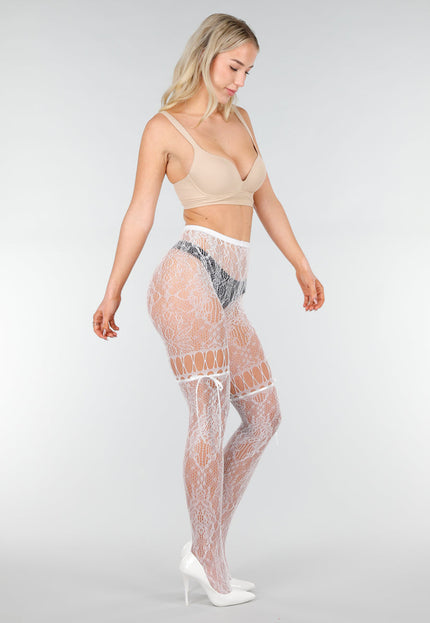 NEW280126 Witte Kanten Fishnet Panty