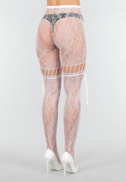 NEW280126 Witte Kanten Fishnet Panty