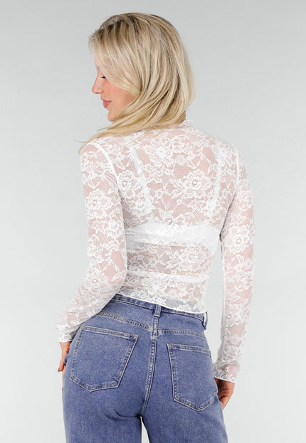 NEW280126 Witte Kanten Mesh Top