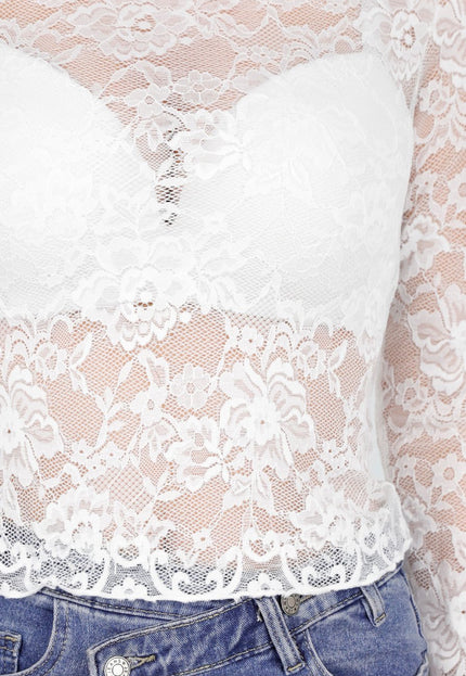 NEW280126 Witte Kanten Mesh Top