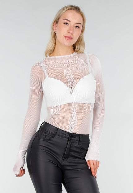 NEW280126 Witte Mesh Fishnet Body