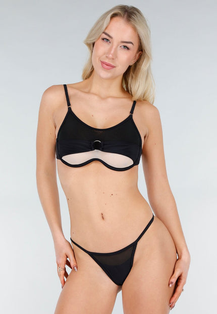 NEW280126 Zwart Bikini Broekje met Mesh Details